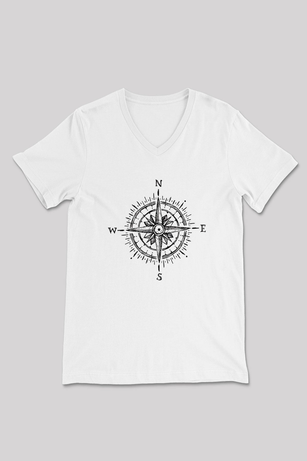 Doğa Yürüyüşü Baskılı Unisex V Yaka Tişört - Tshirt