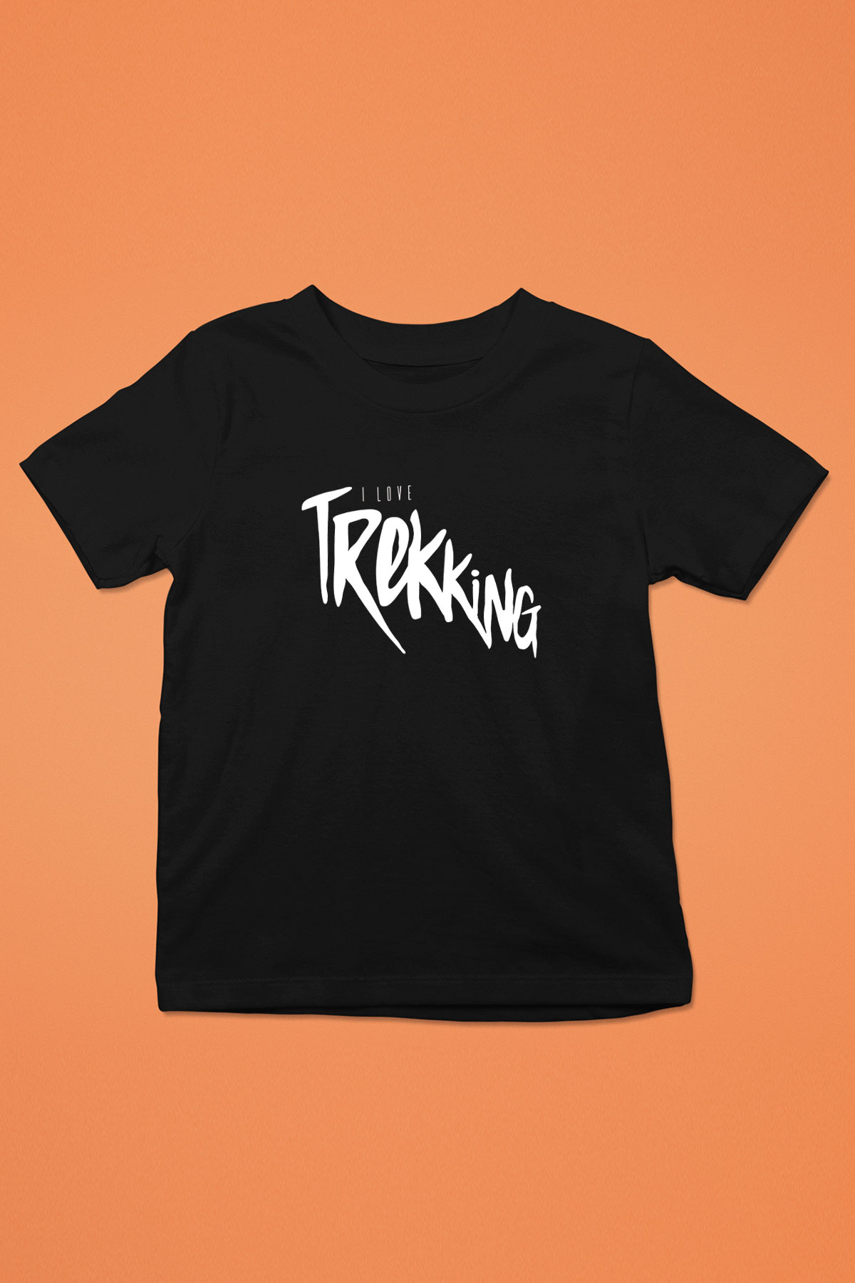 Doğa Yürüyüşü - Trekking Baskılı Unisex Siyah Çocuk Tİşörtü - Tshirt