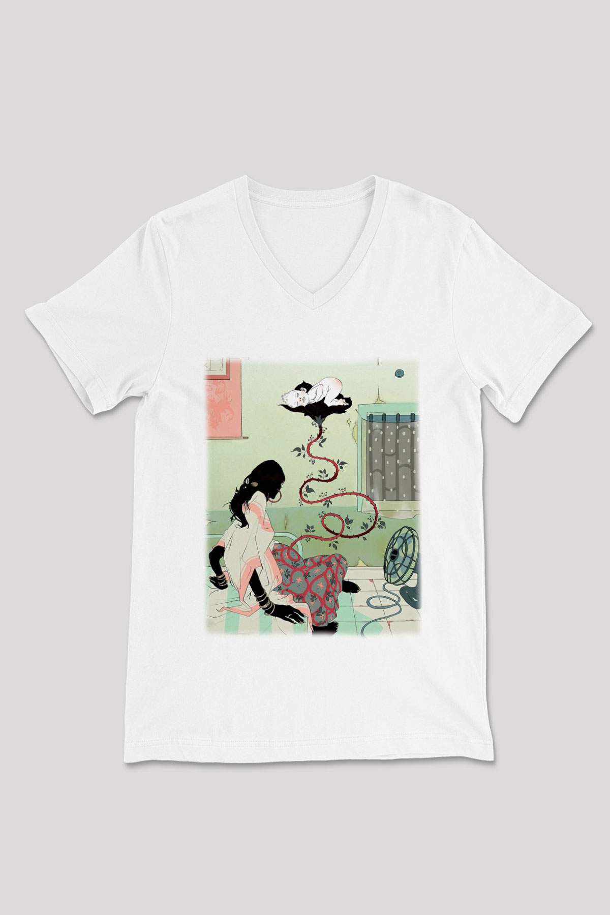 Doğum uzmanı Beyaz Unisex V Yaka Tişört T-Shirt