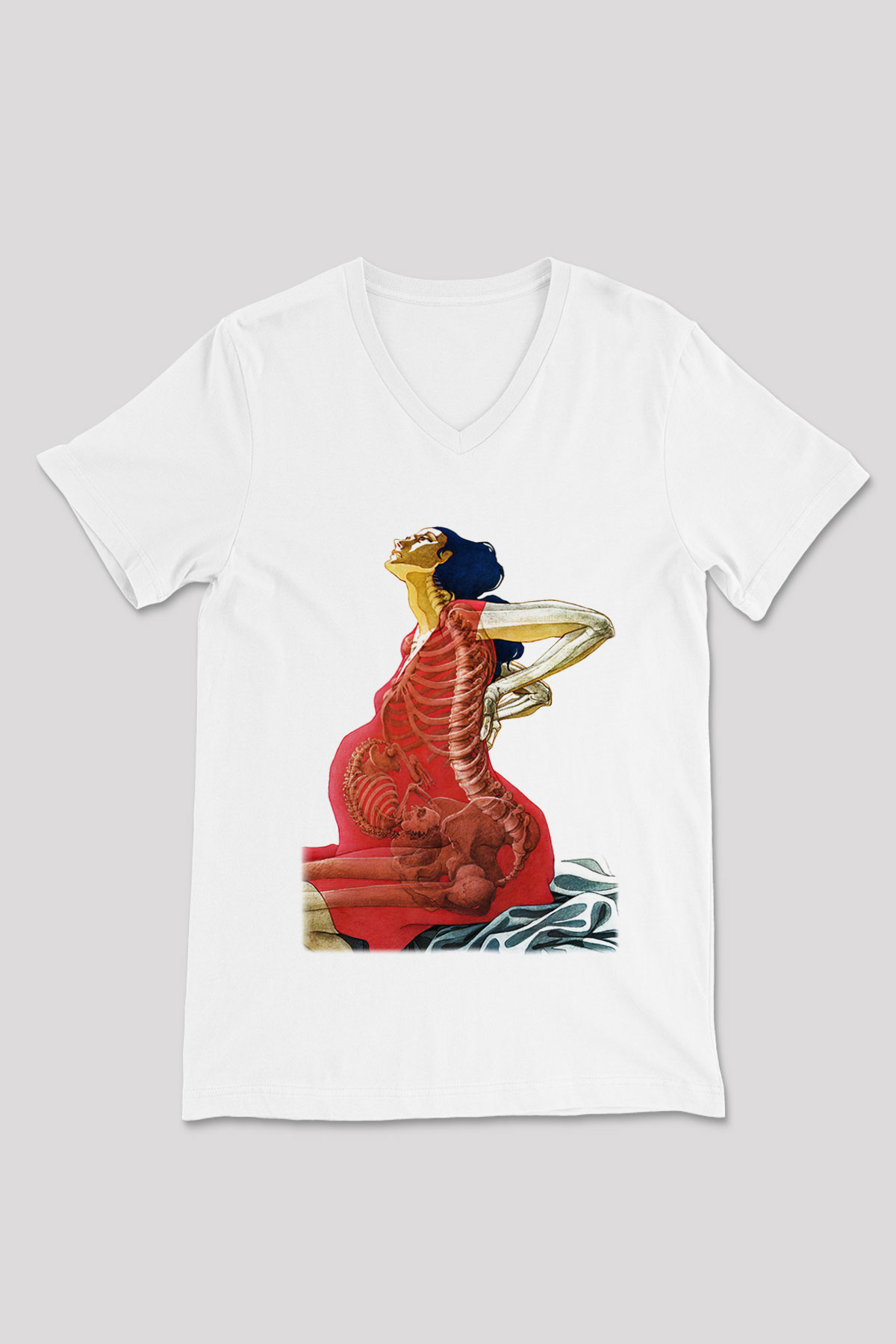 Doğum uzmanı Beyaz Unisex V Yaka Tişört T-Shirt