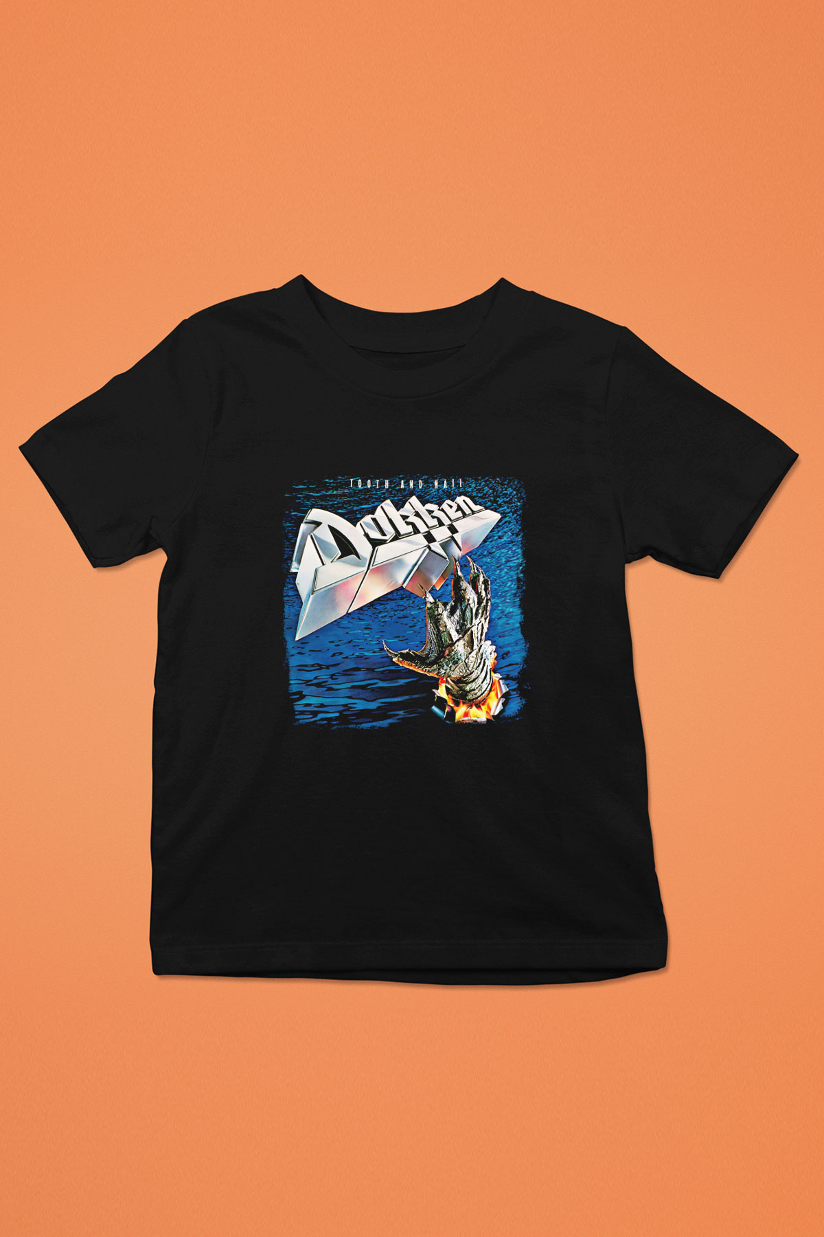Dokken Baskılı Unisex Siyah Çocuk Tişört