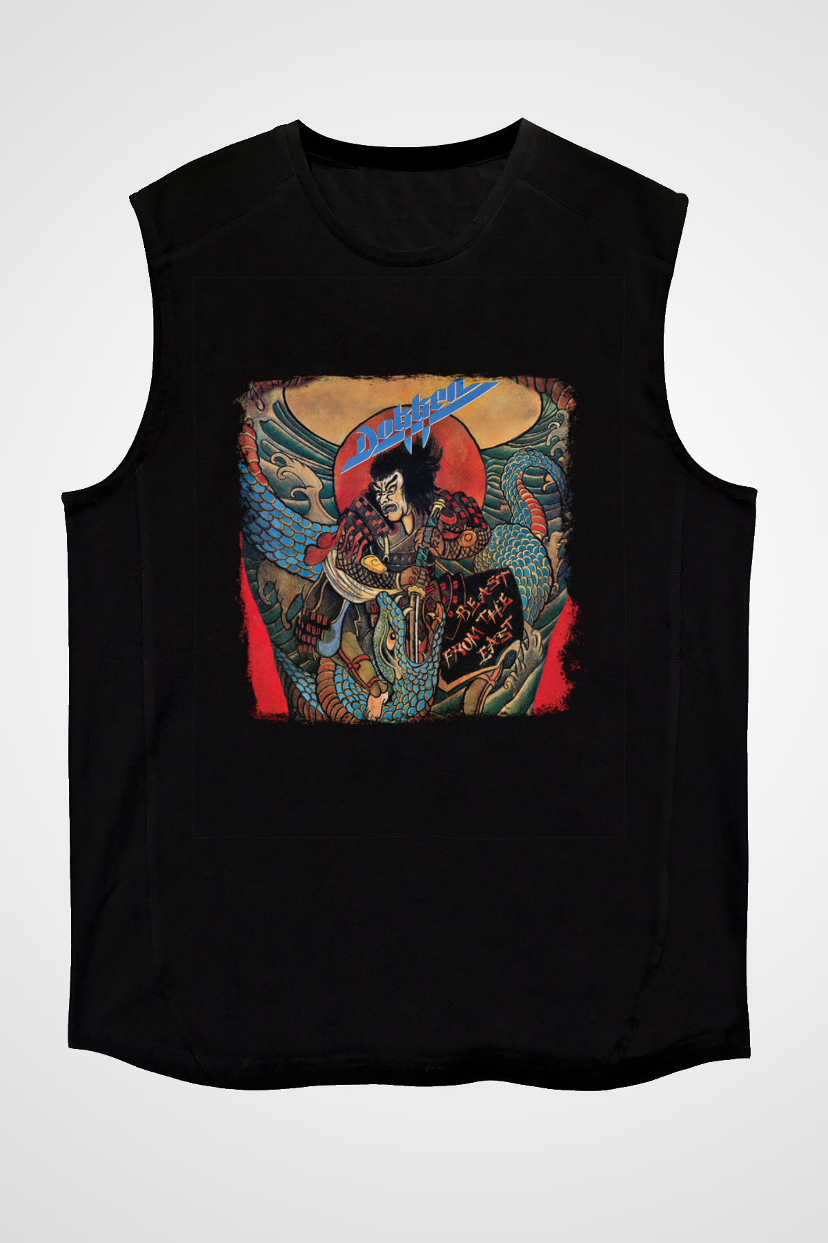 Dokken Baskılı Unisex Siyah Kolsuz Tişört