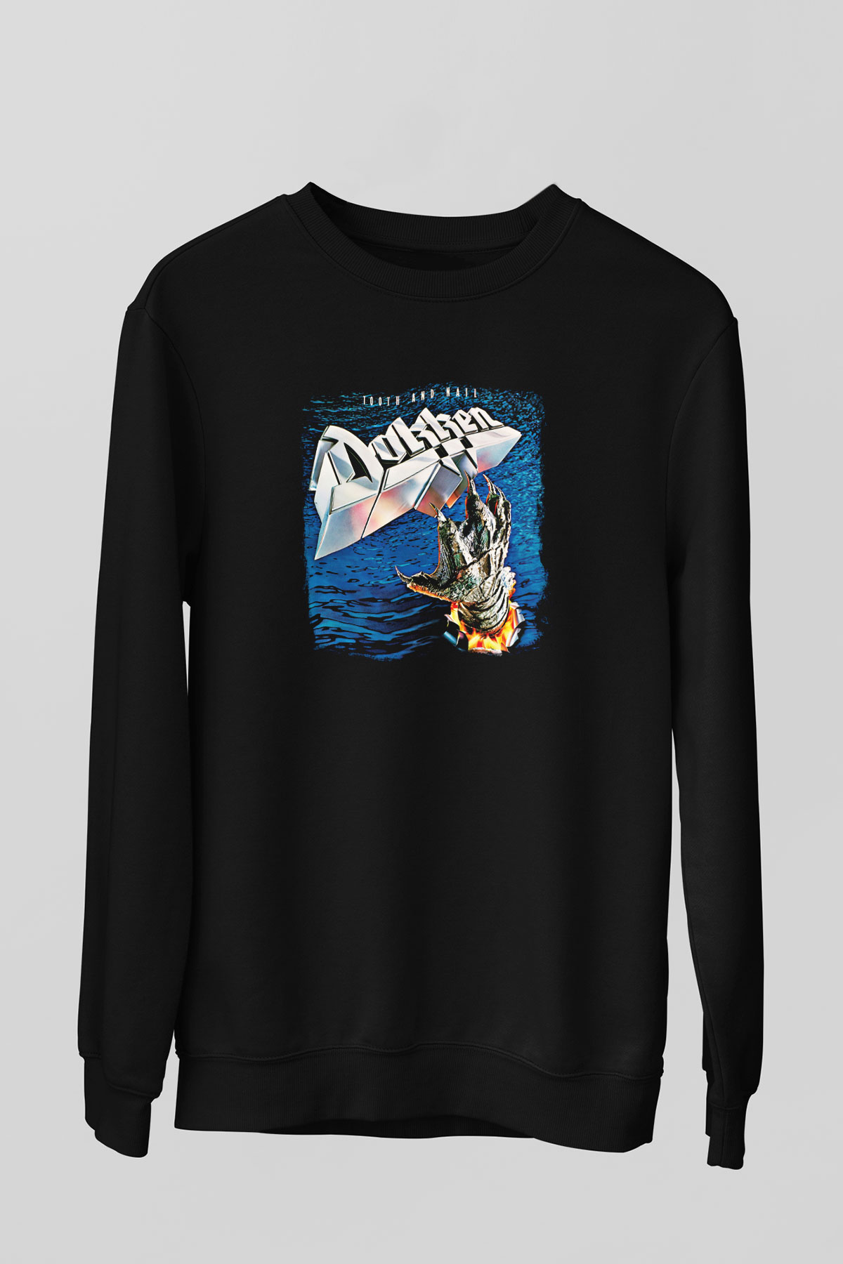 Dokken Baskılı Unisex Siyah Sweatshirt