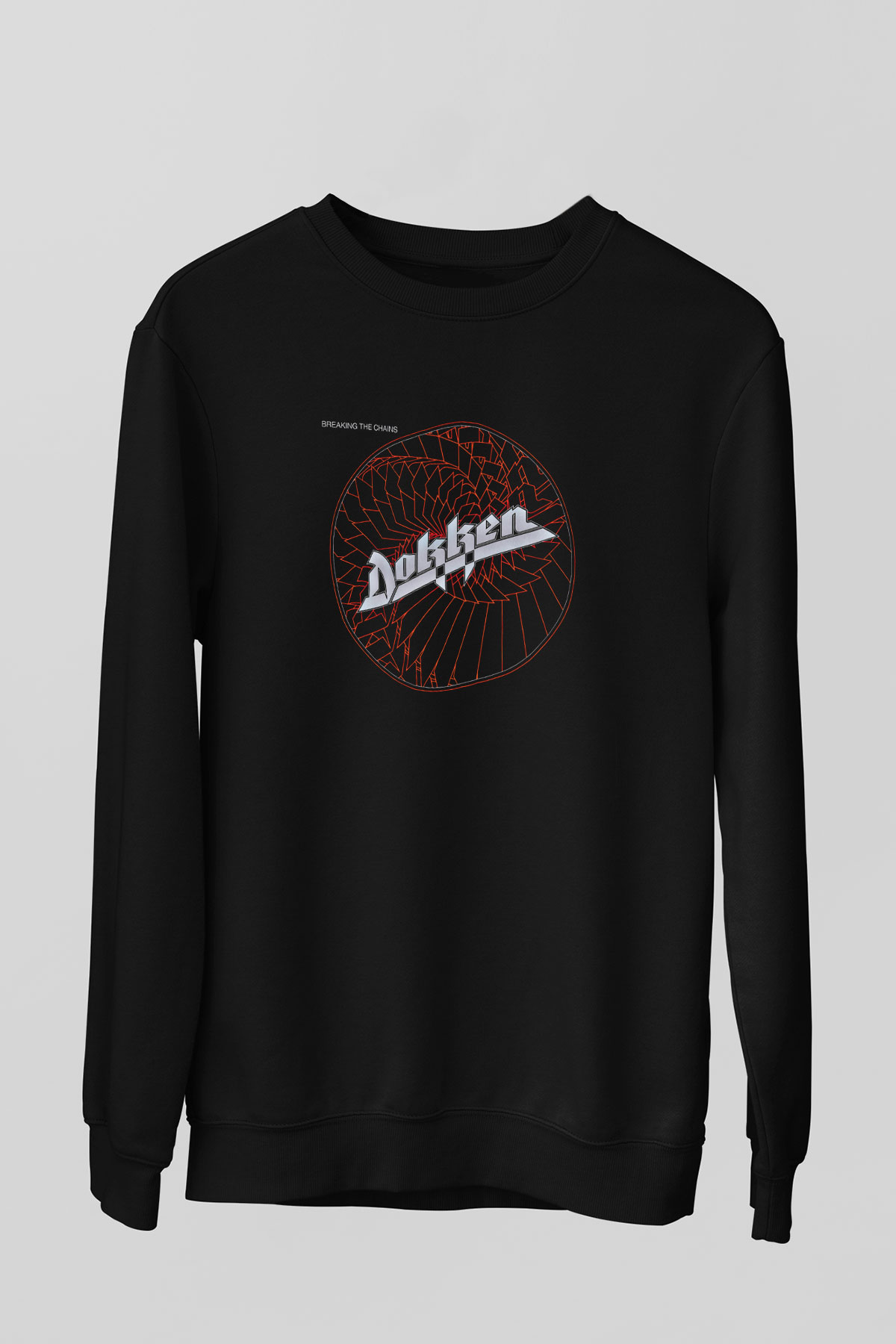 Dokken Baskılı Unisex Siyah Sweatshirt