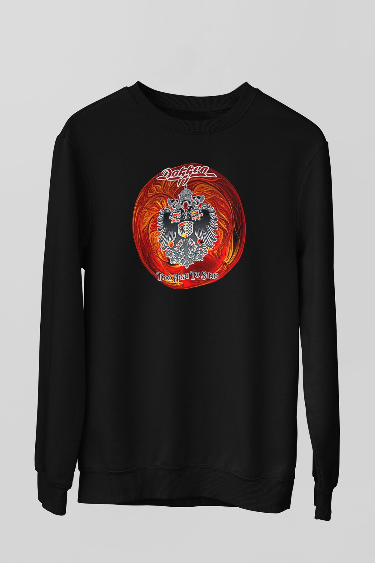 Dokken Baskılı Unisex Siyah Sweatshirt