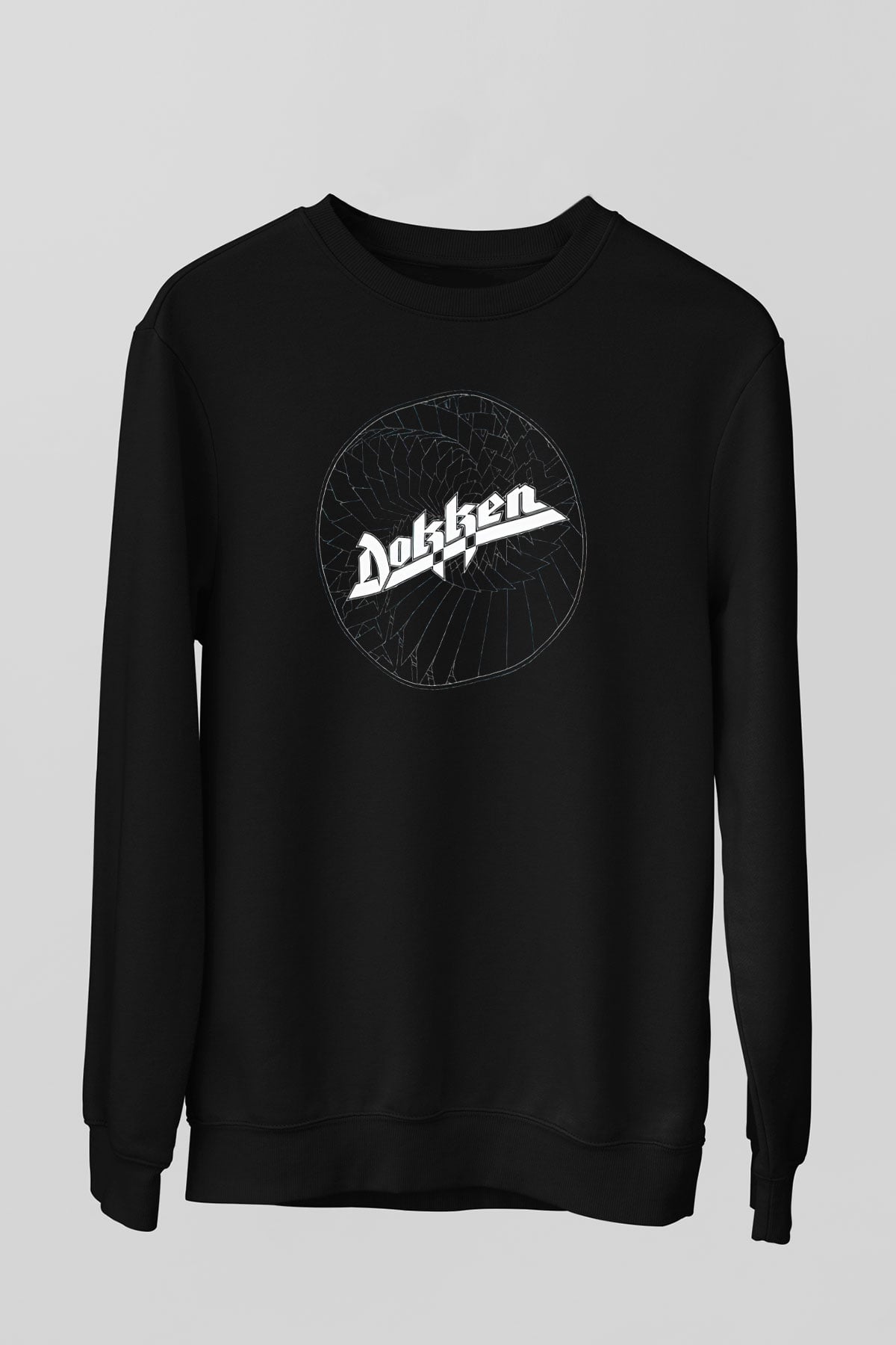 Dokken Baskılı Unisex Siyah Sweatshirt