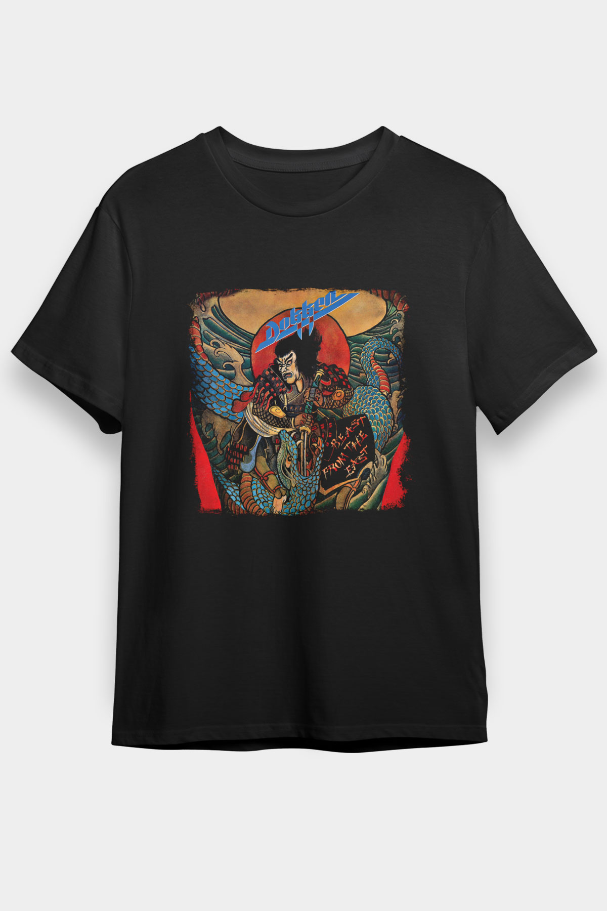 Dokken Baskılı Unisex Siyah Tişört