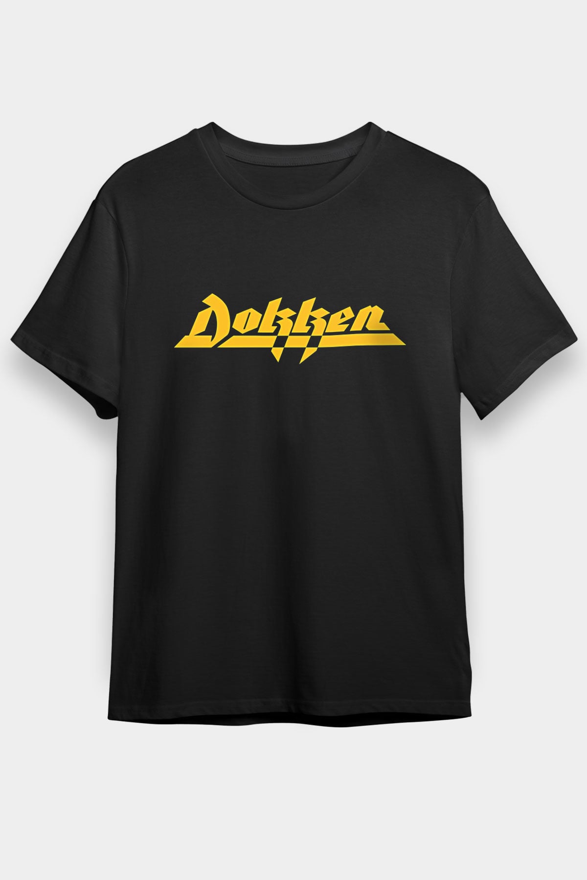 Dokken Baskılı Unisex Siyah Tişört - Tshirt