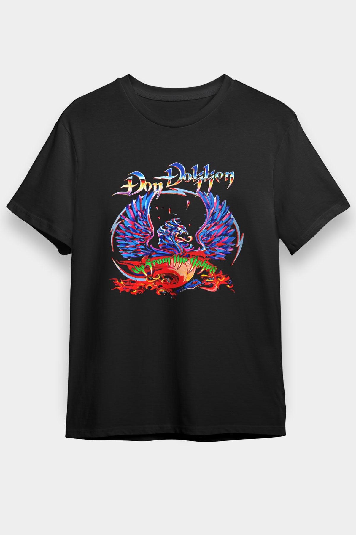 Dokken Baskılı Unisex Siyah Tişört - Tshirt