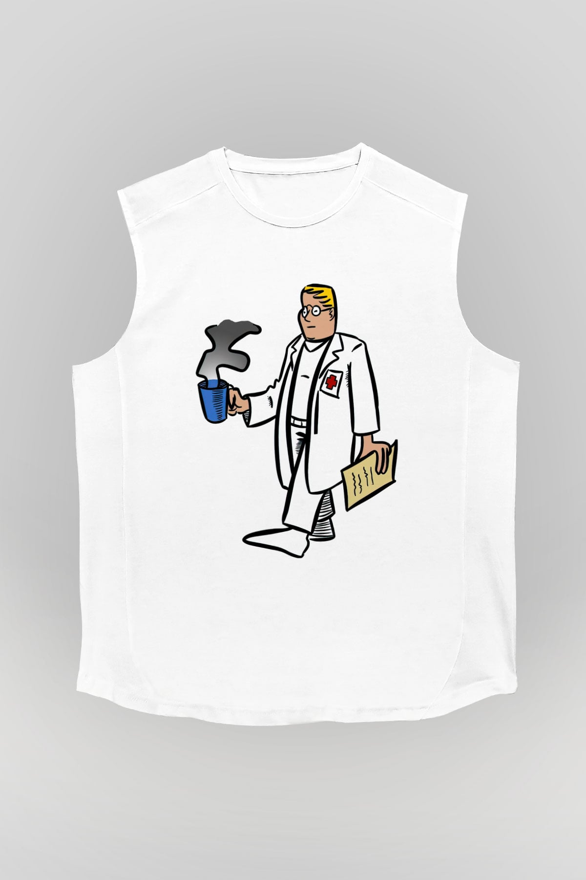Doktor Beyaz Unisex Kolsuz Tişört