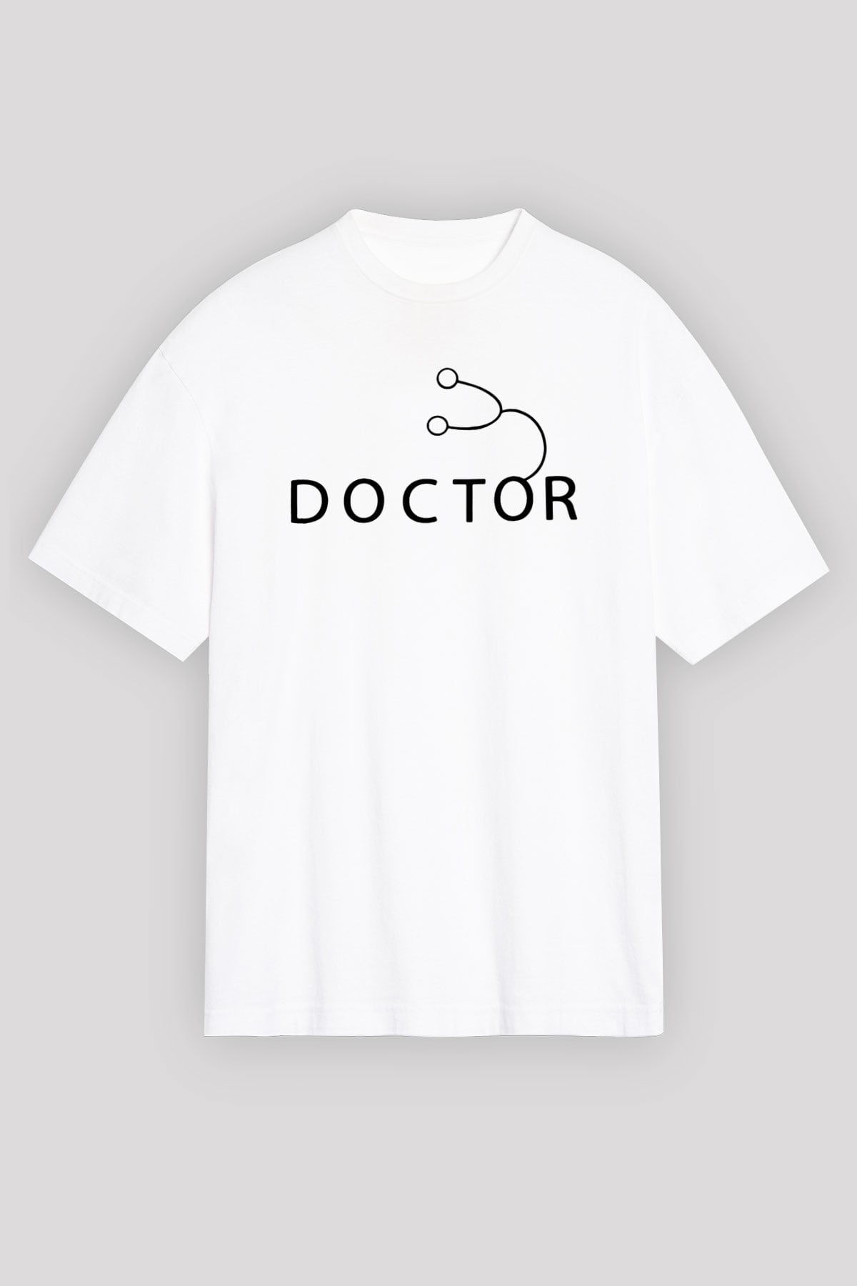 Doktor Beyaz Unisex Oversize Tişört T-Shirt