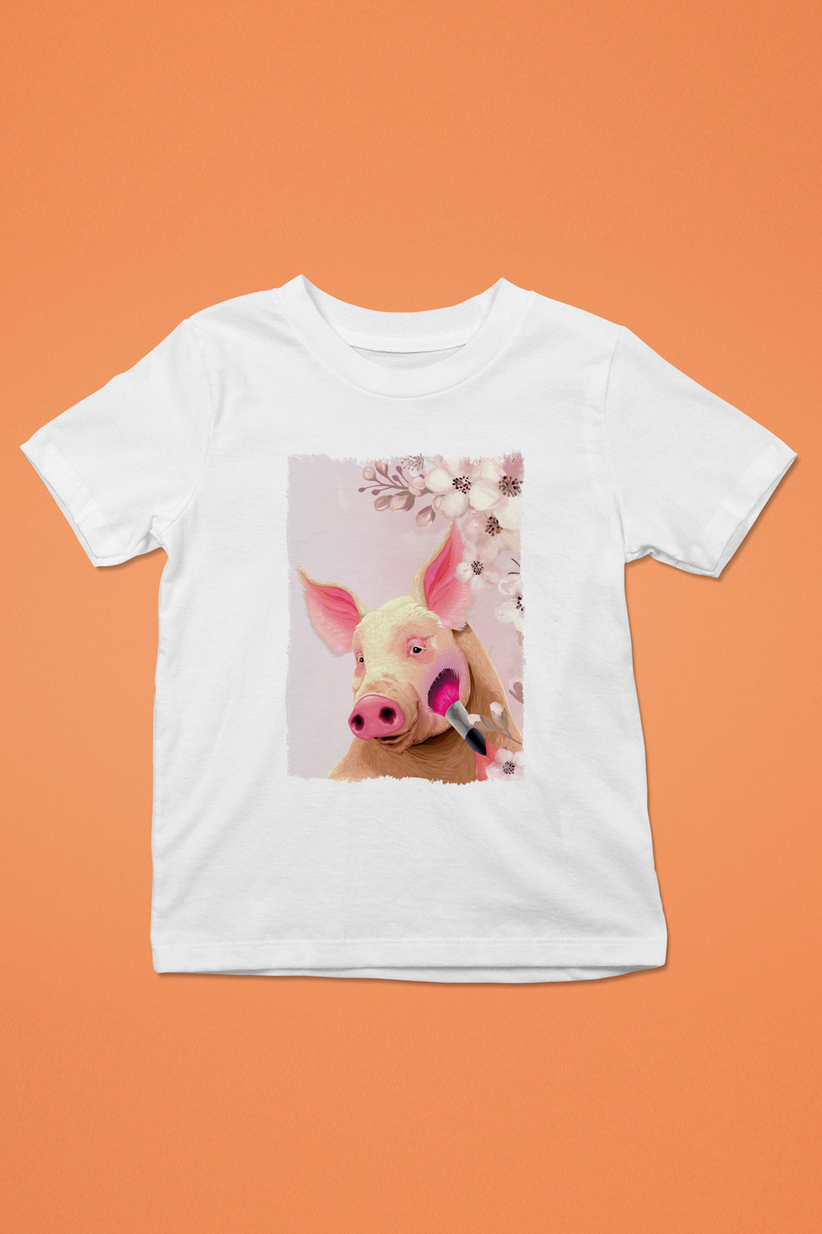 Domuz Beyaz Unisex Çocuk Tişört