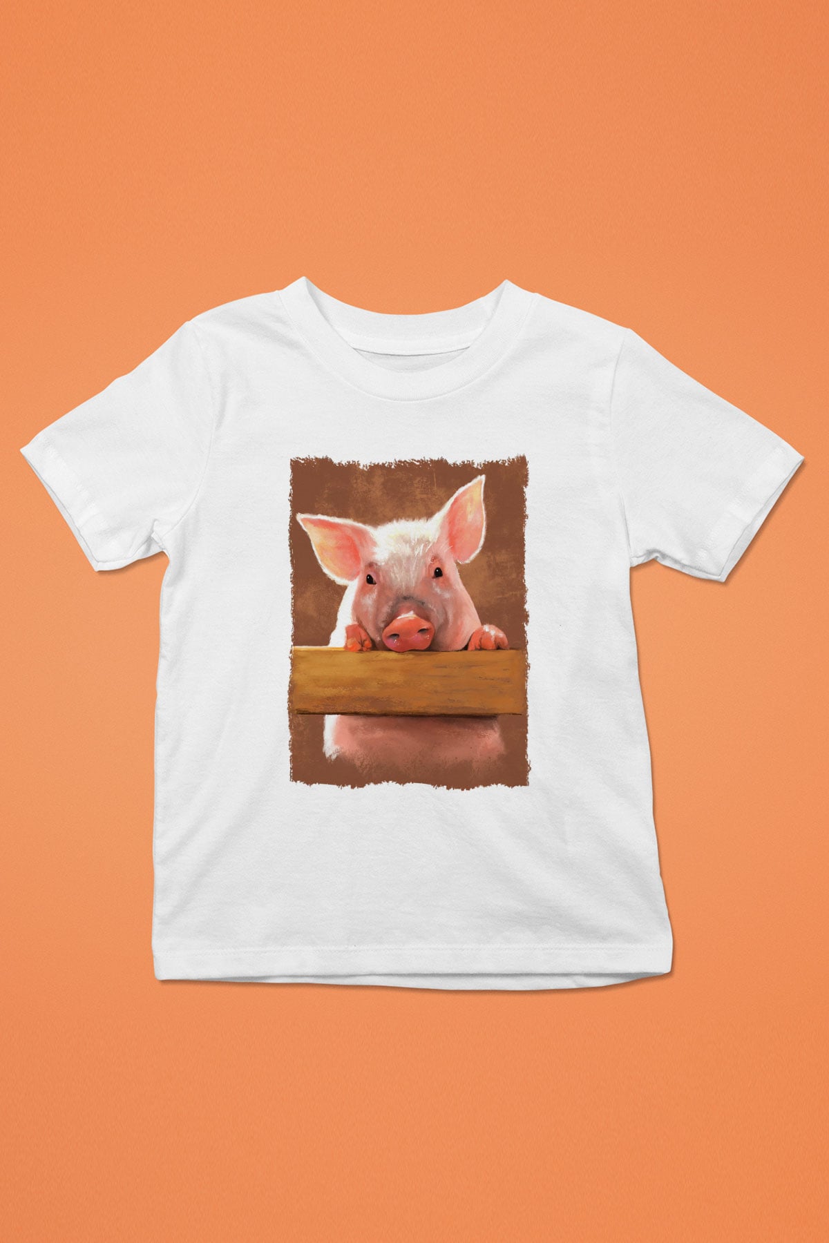 Domuz Beyaz Unisex Çocuk Tişört