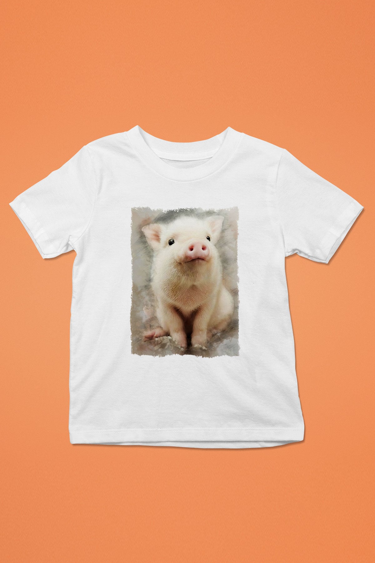 Domuz Beyaz Unisex Çocuk Tişört