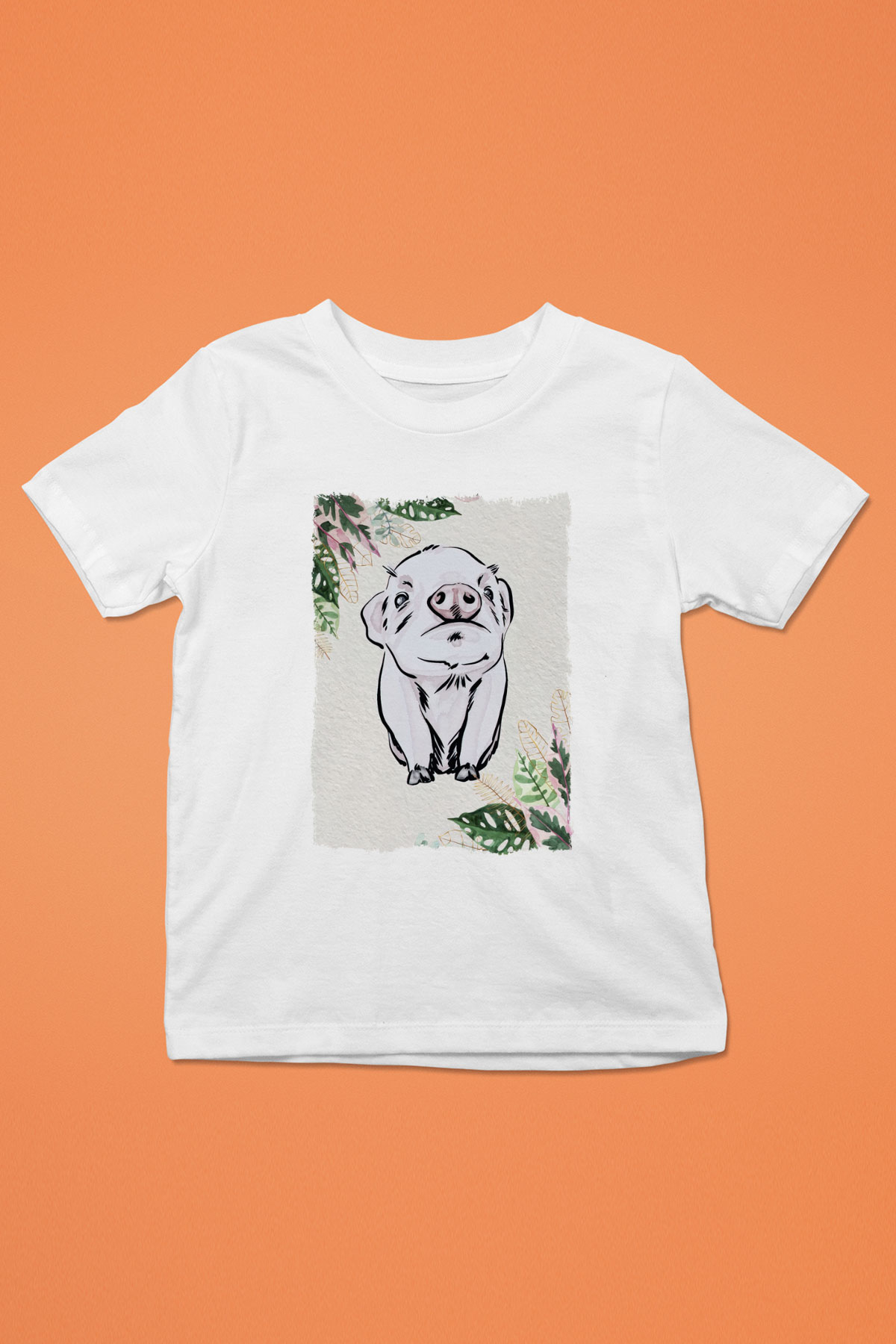 Domuz Beyaz Unisex Çocuk Tişört