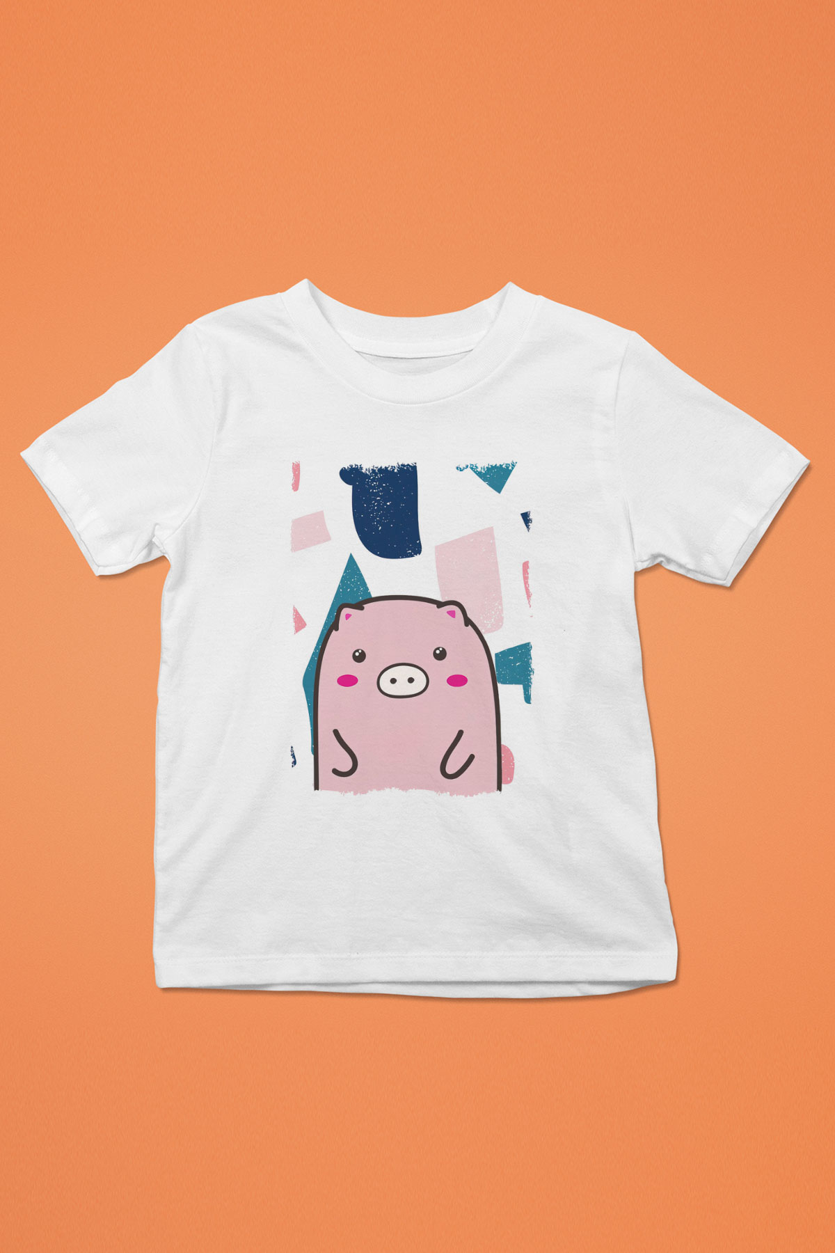 Domuz Beyaz Unisex Çocuk Tişört