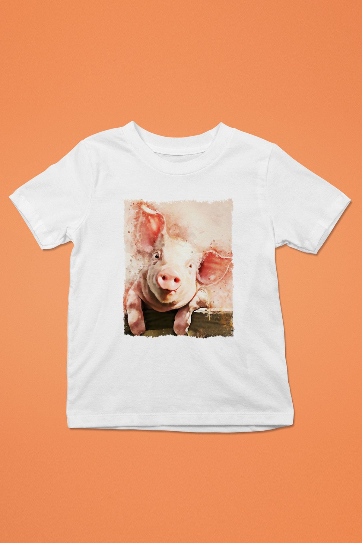 Domuz Beyaz Unisex Çocuk Tişört