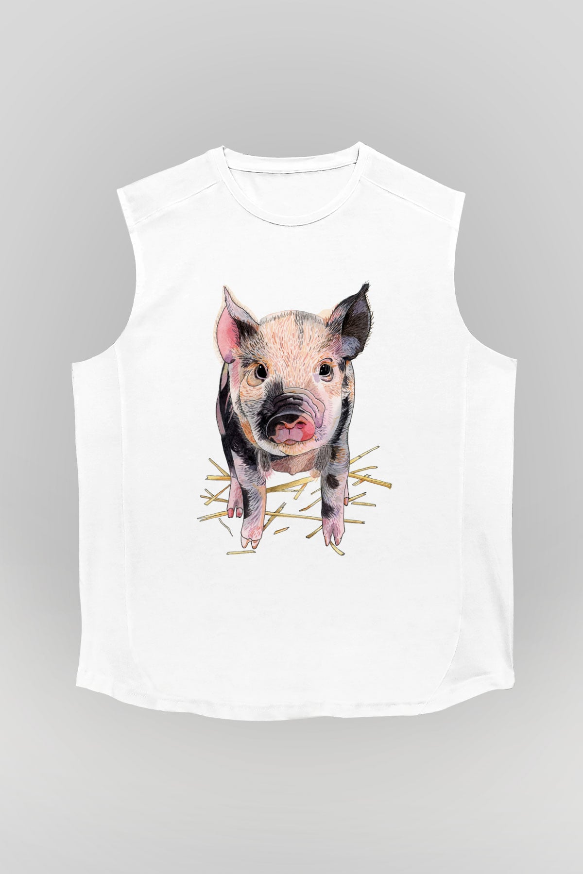 Domuz Beyaz Unisex Kolsuz Tişört