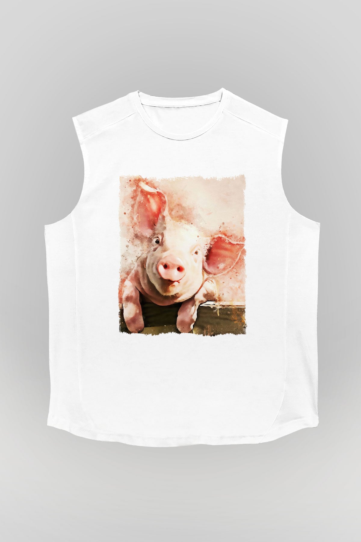 Domuz Beyaz Unisex Kolsuz Tişört