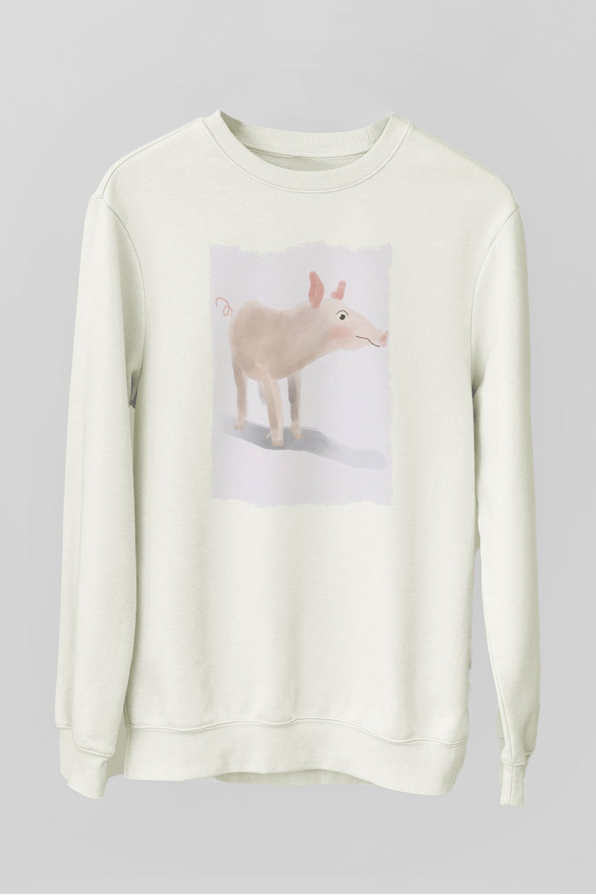 Domuz Beyaz Unisex Sweatshirt
