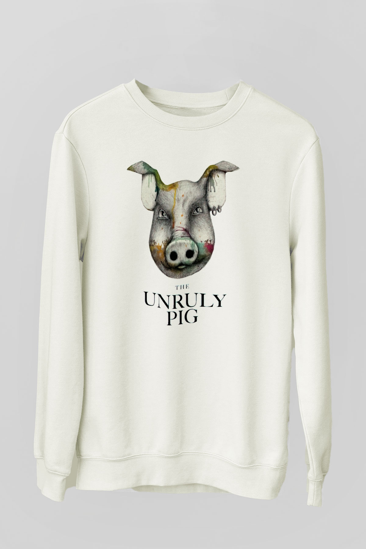 Domuz Beyaz Unisex Sweatshirt