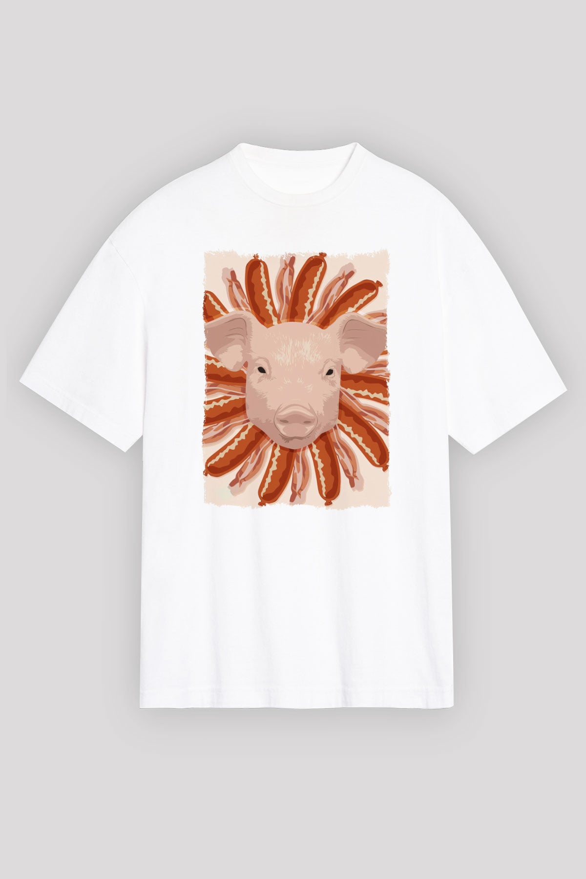 Domuz Beyaz Unisex Tişört T-Shirt - TişörtFabrikası