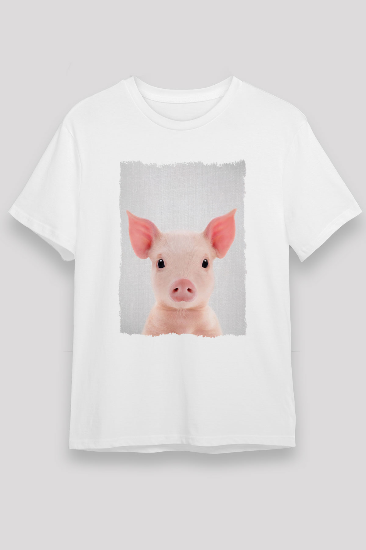 Domuz Beyaz Unisex Tişört T-Shirt - TişörtFabrikası