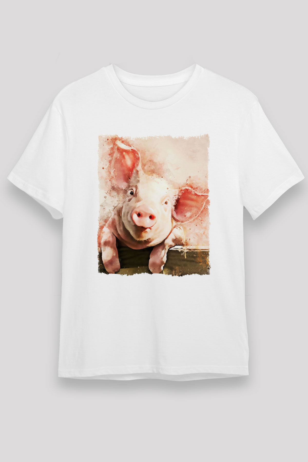 Domuz Beyaz Unisex Tişört T-Shirt - TişörtFabrikası