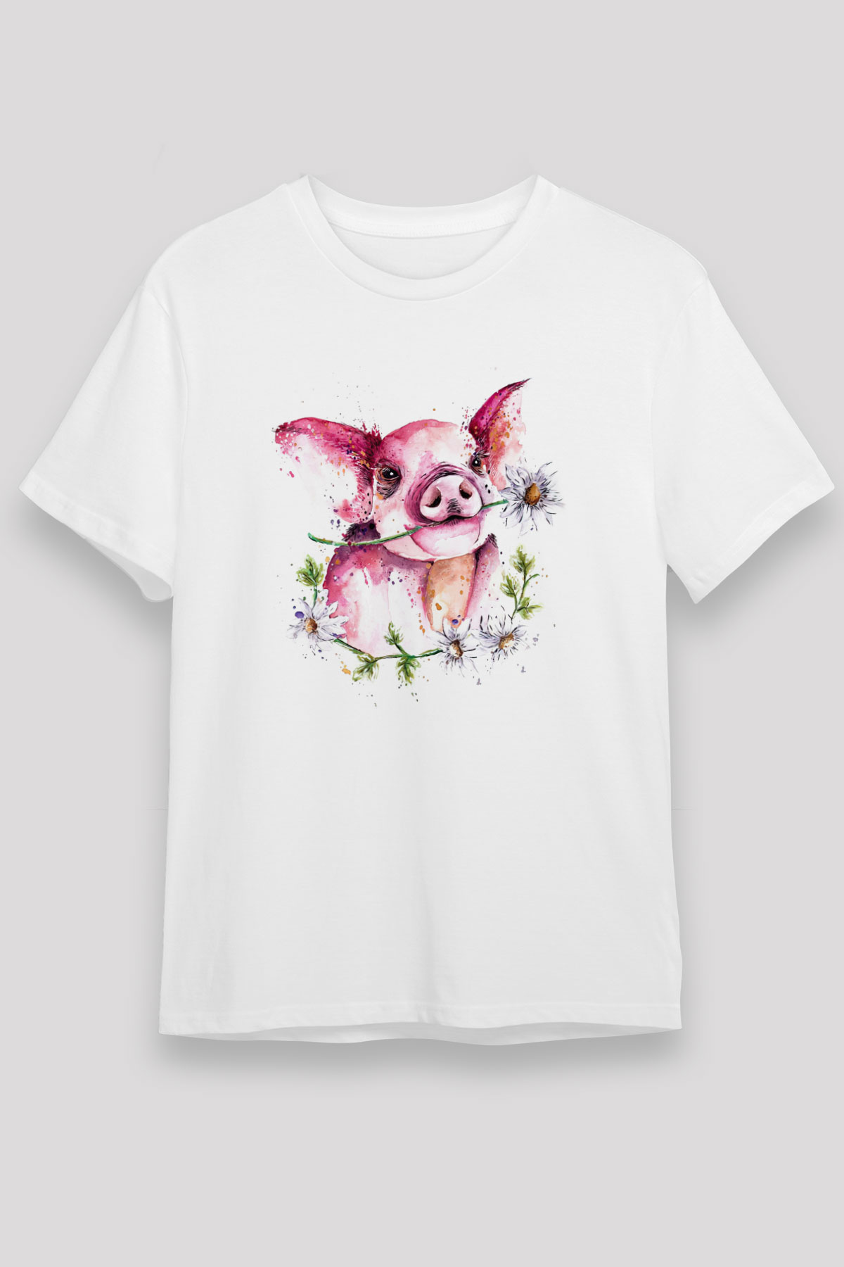 Domuz Beyaz Unisex Tişört T-Shirt - TişörtFabrikası