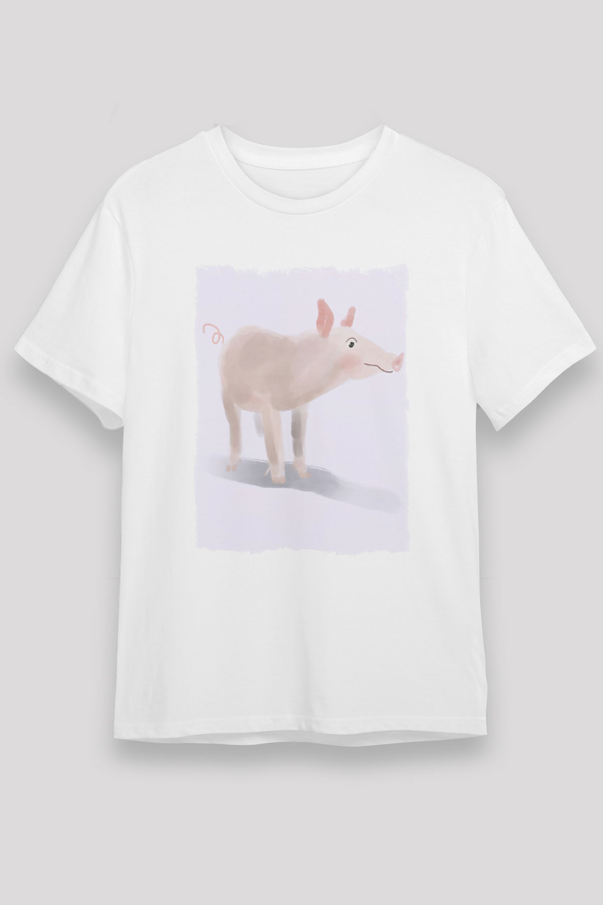 Domuz Beyaz Unisex Tişört T-Shirt - TişörtFabrikası