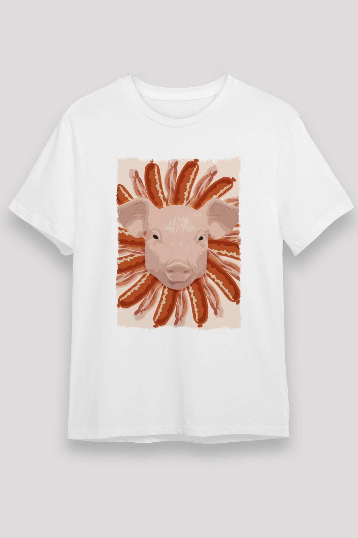 Domuz Beyaz Unisex Tişört T-Shirt - TişörtFabrikası