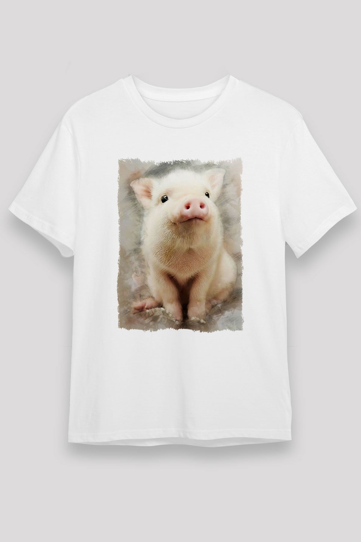 Domuz Beyaz Unisex Tişört T-Shirt - TişörtFabrikası