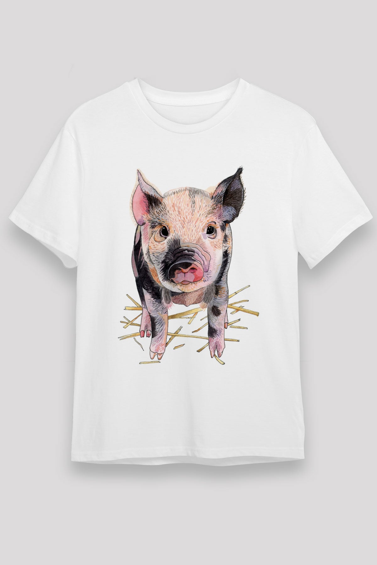 Domuz Beyaz Unisex Tişört T-Shirt - TişörtFabrikası