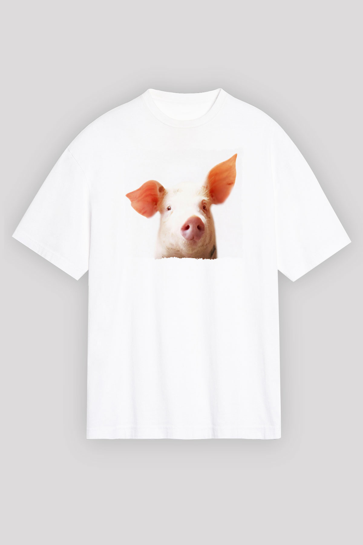 Domuz Beyaz Unisex Tişört T-Shirt - TişörtFabrikası