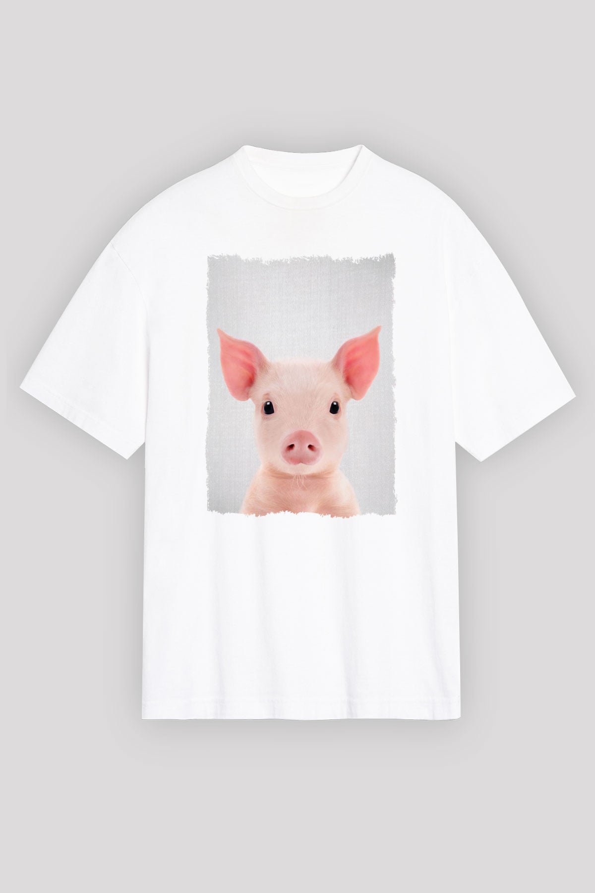 Domuz Beyaz Unisex Tişört T-Shirt - TişörtFabrikası