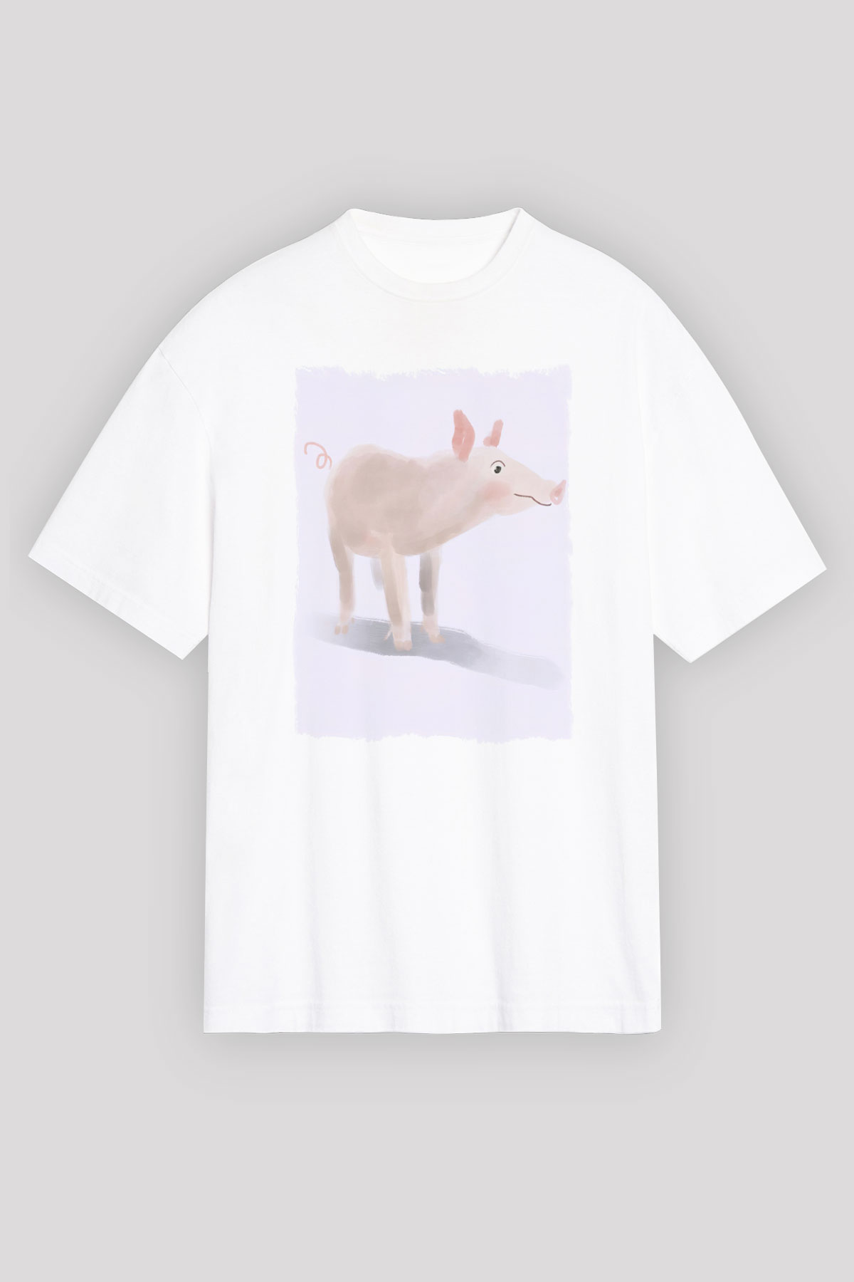 Domuz Beyaz Unisex Tişört T-Shirt - TişörtFabrikası