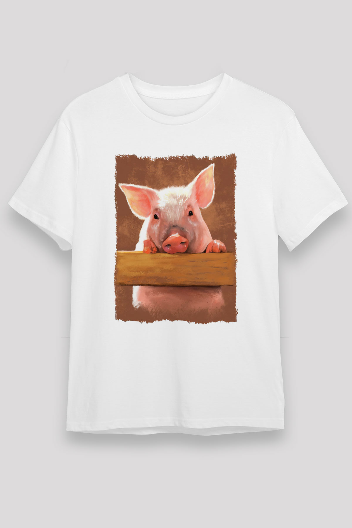 Domuz Beyaz Unisex Tişört T-Shirt - TişörtFabrikası