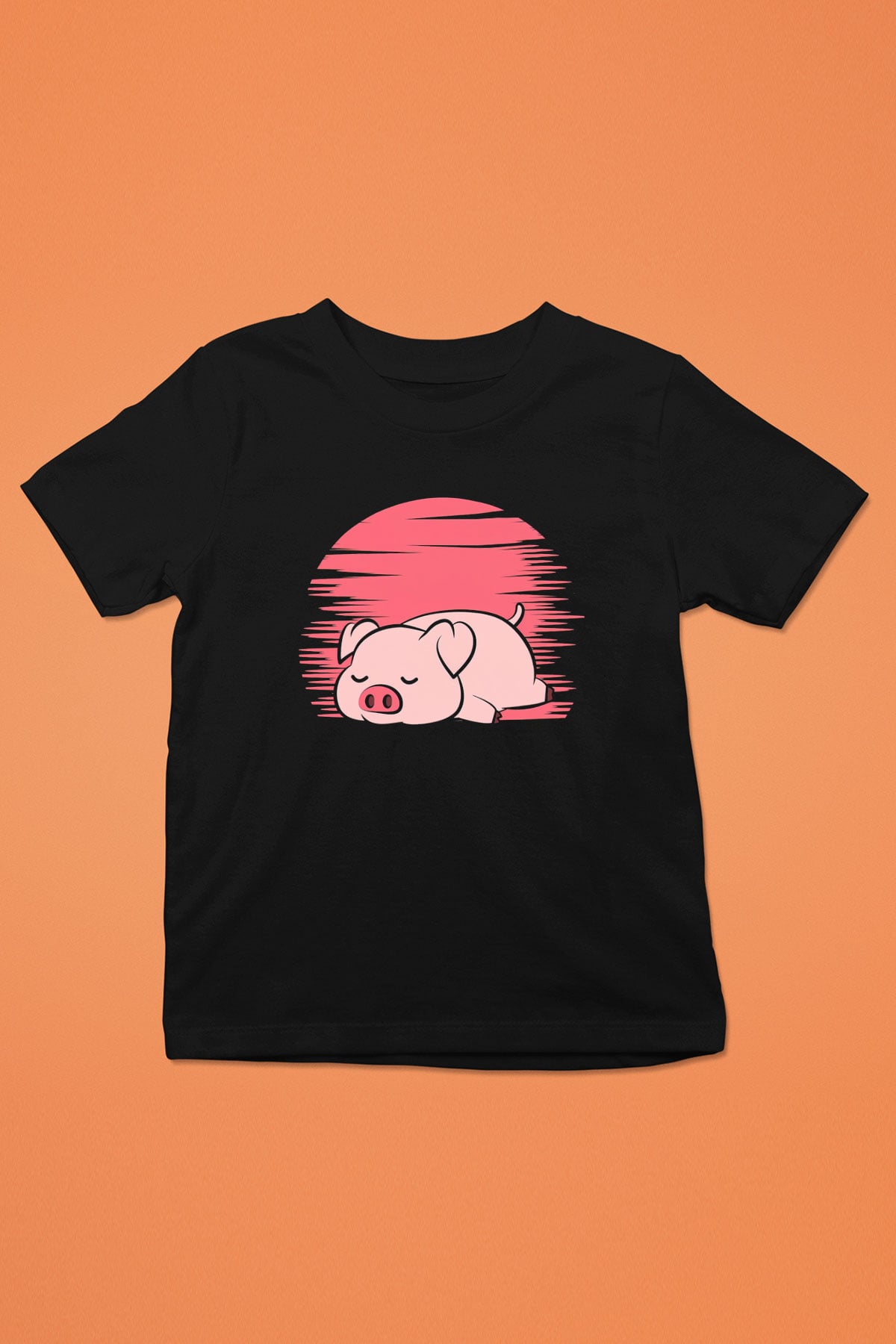 Domuz Siyah Unisex Çocuk Tişört