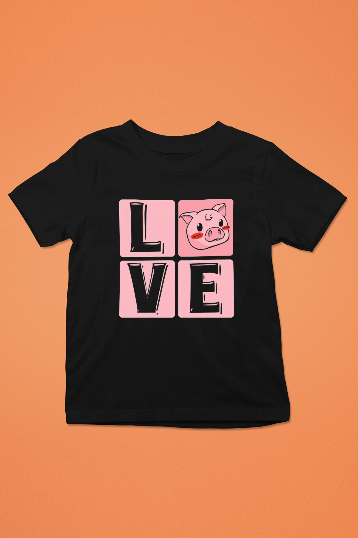 Domuz Siyah Unisex Çocuk Tişört