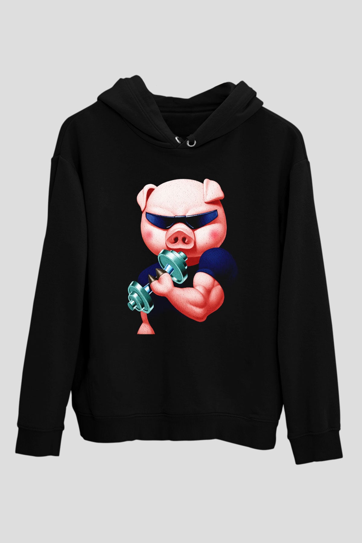 Domuz Siyah Unisex Hoodie