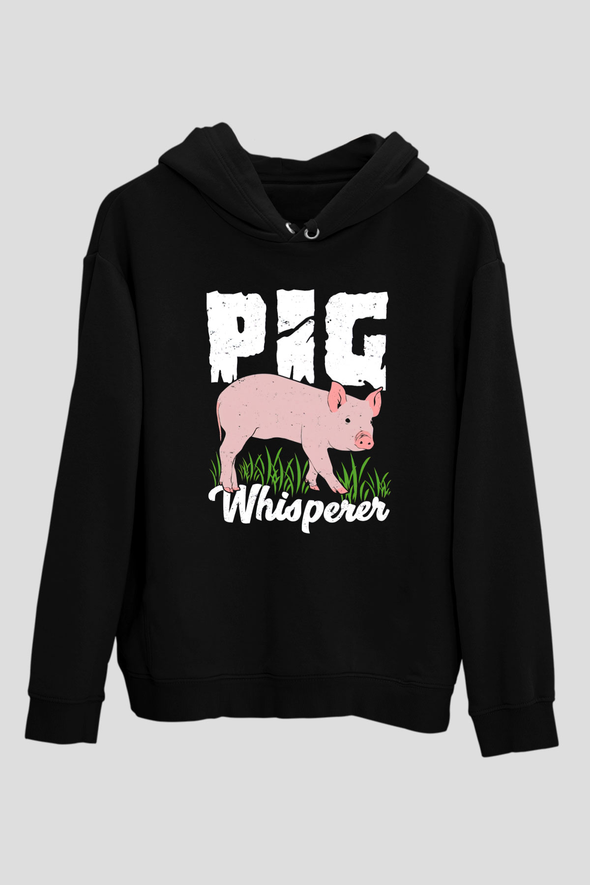Domuz Siyah Unisex Kapüşonlu Sweatshirt