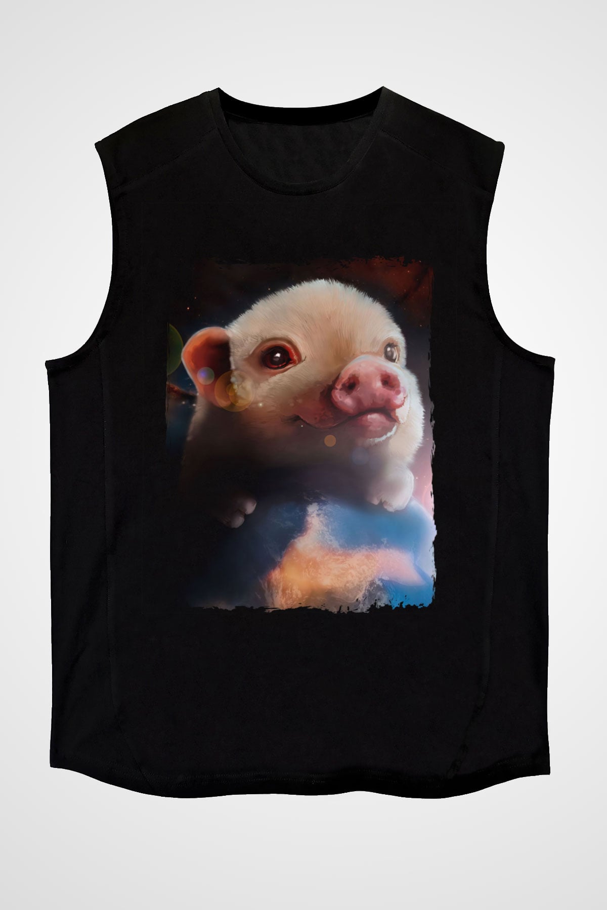 Domuz Siyah Unisex Kolsuz Tişört