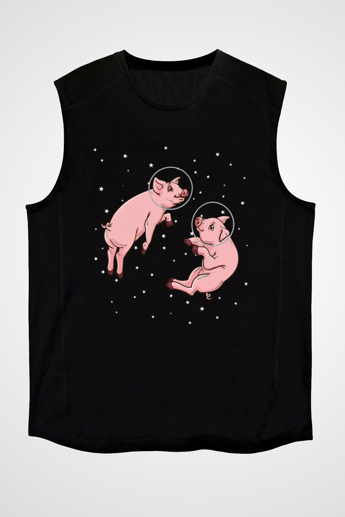 Domuz Siyah Unisex Kolsuz Tişört