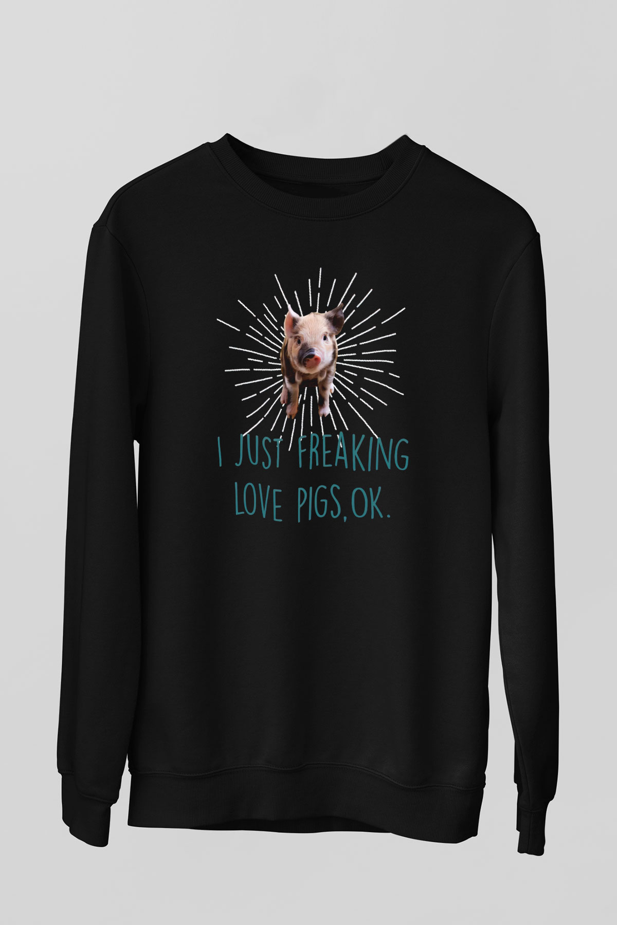 Domuz Siyah Unisex Sweatshirt