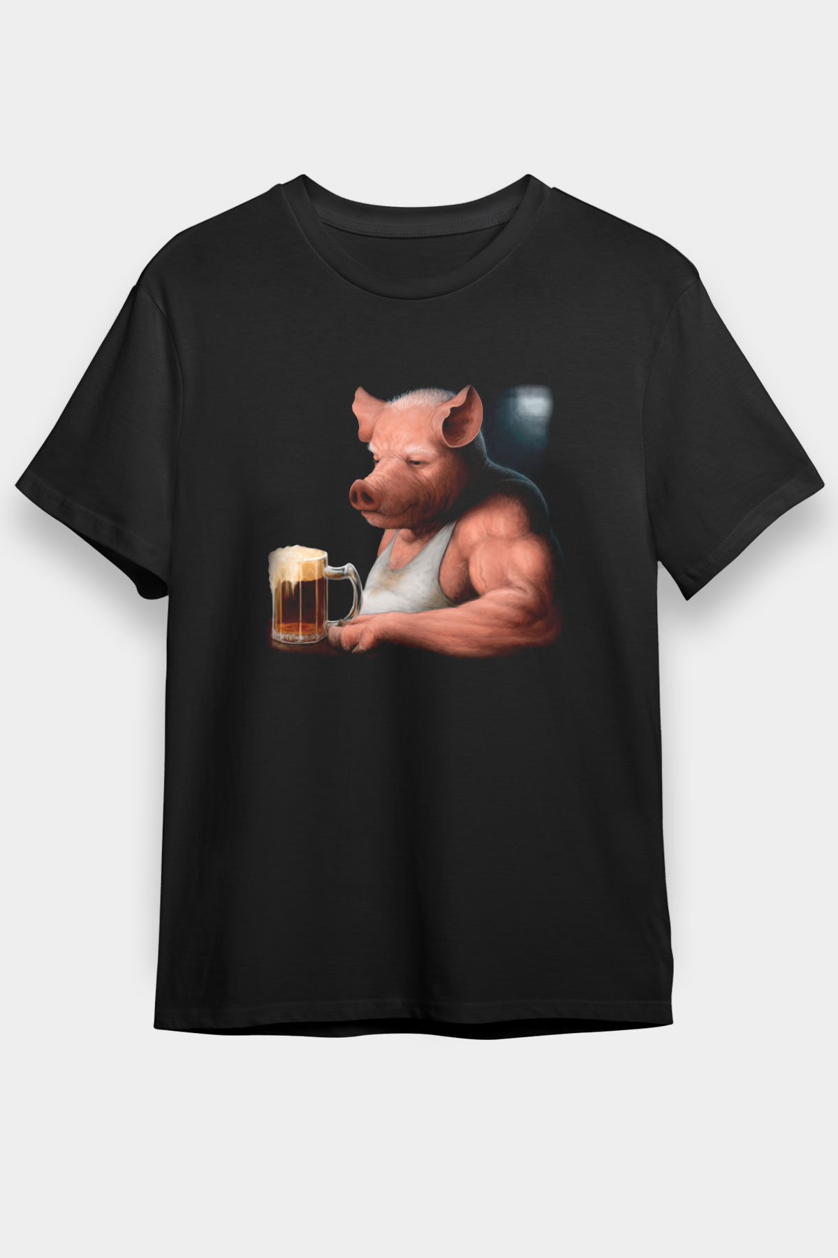 Domuz Siyah Unisex Tişört T-Shirt - TişörtFabrikası