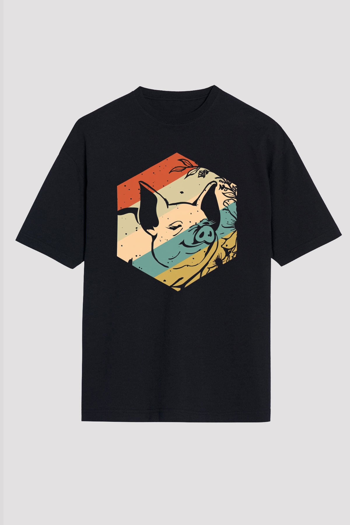 Domuz Siyah Unisex Tişört T-Shirt - TişörtFabrikası