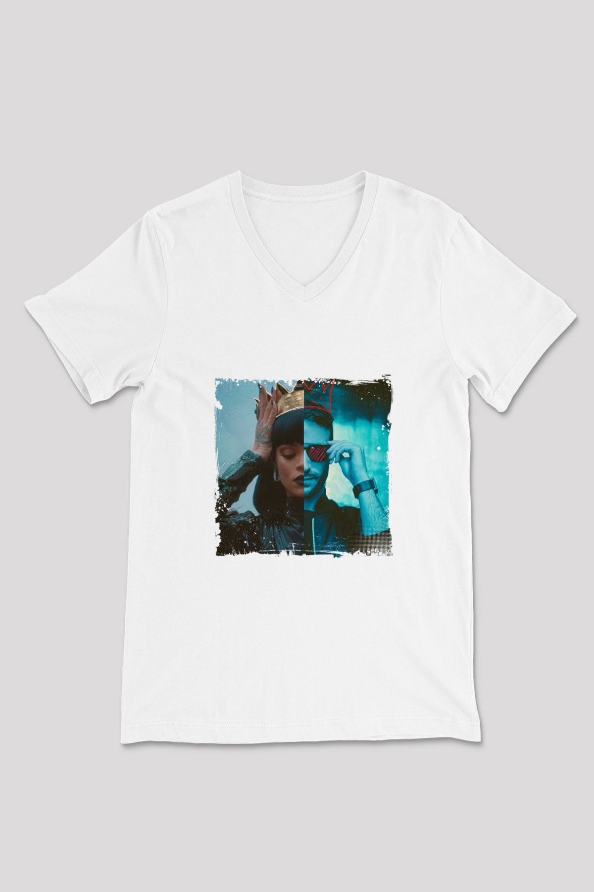Don Diablo Baskılı Beyaz V Yaka Unisex Tişört