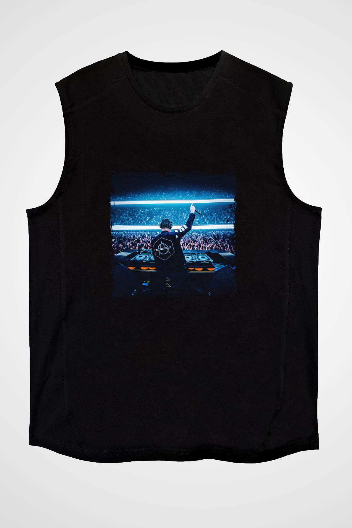 Don Diablo Baskılı Unisex Siyah Kolsuz Tişört