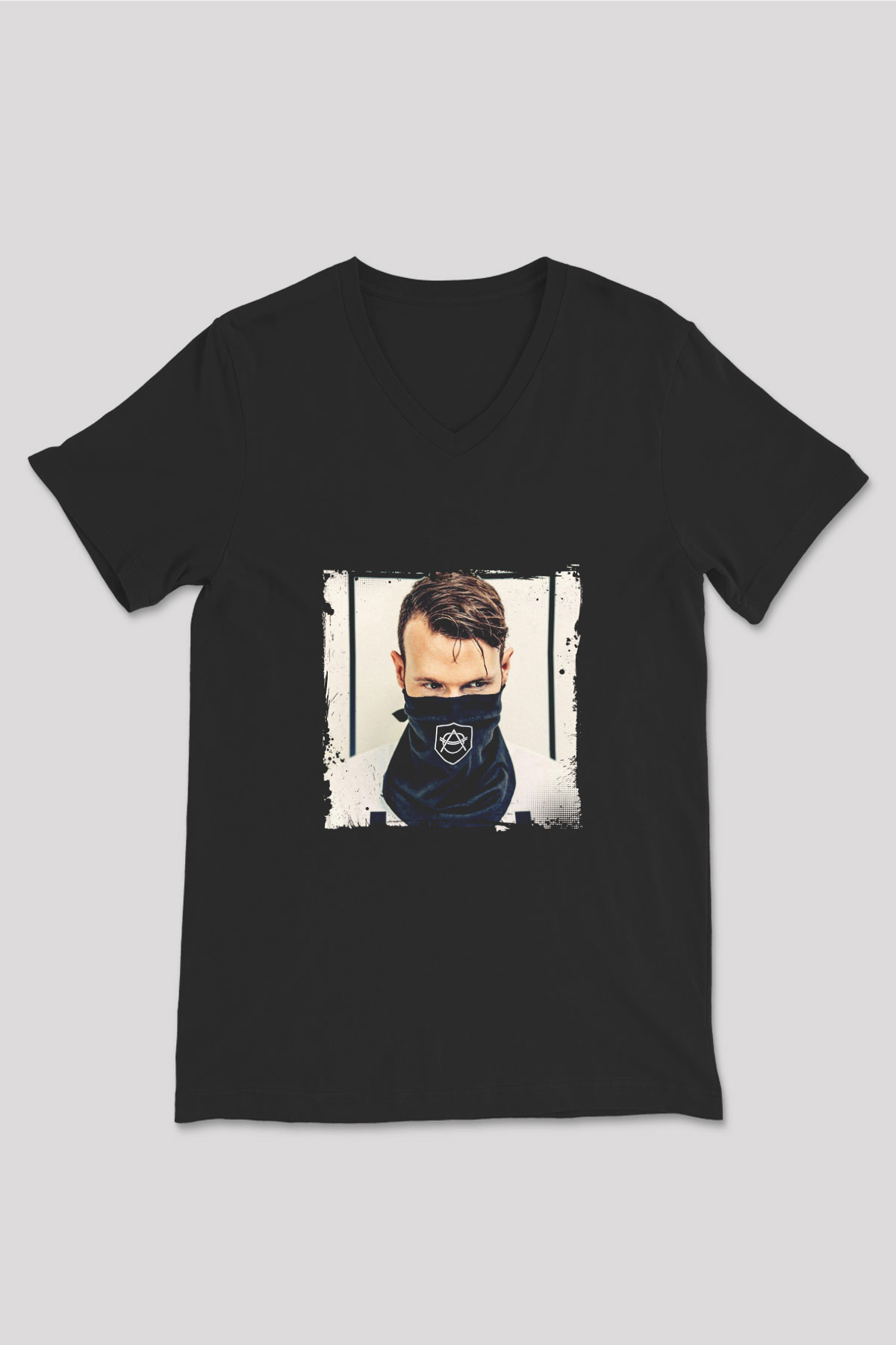Don Diablo Baskılı Unisex Siyah V Yaka Tişört