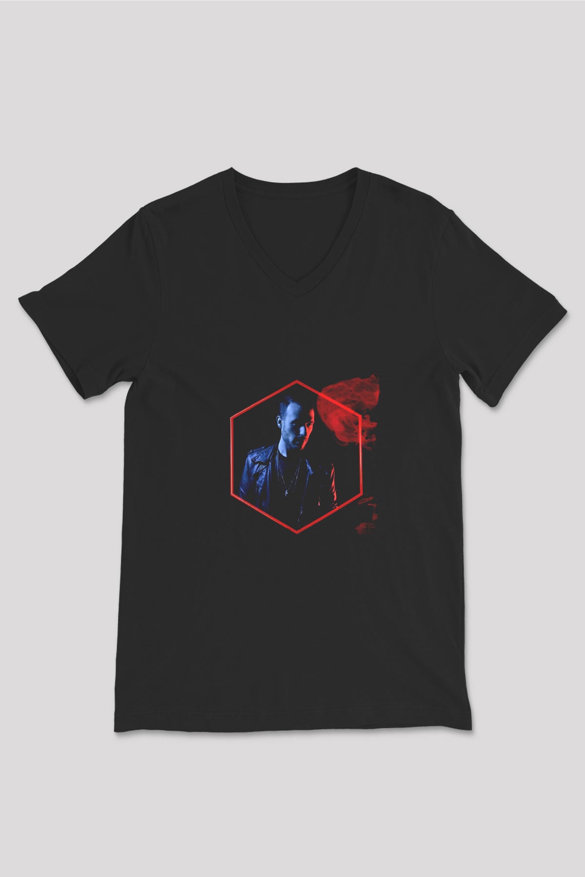 Don Diablo Baskılı Unisex Siyah V Yaka Tişört
